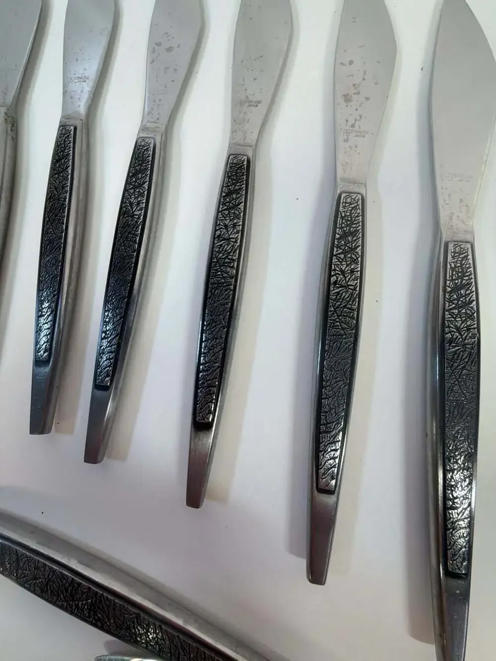 Set of 12 Vintage AS Stainless Japan Mid-Century Modern Dinner Knives